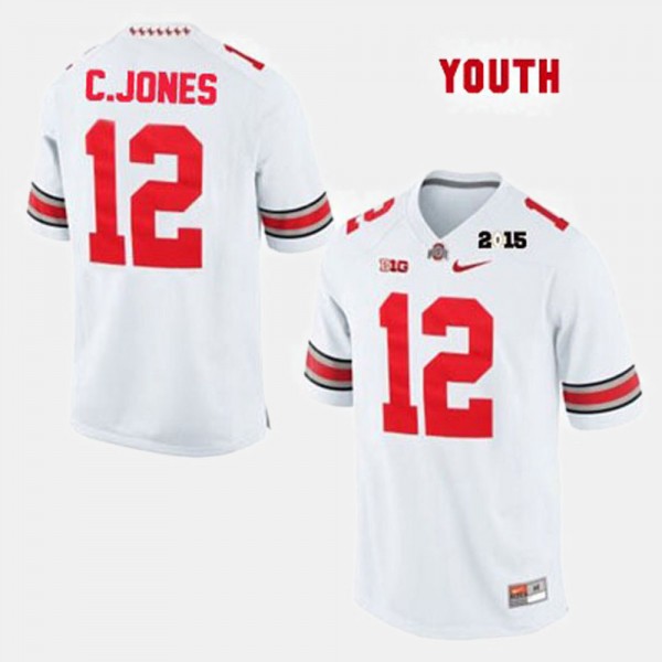 Ohio State Buckeyes Cardale Jone Youth #12 White College Football Jersey 2404XTNV4